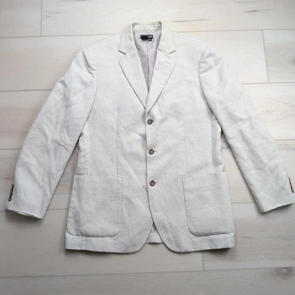 The J. Peterman Company Blazer Sport Coat Mens 42L Cotton Linen Unlined Western‎